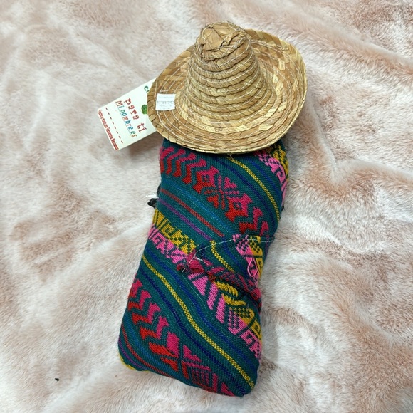 Mexican Riviera Maya Cloth Doll Swaddled Holding a Sombrero - Picture 2 of 5